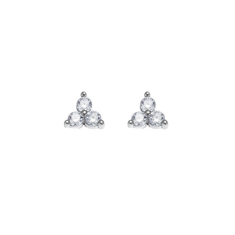 Sterling Silver Triangular Cz Studs