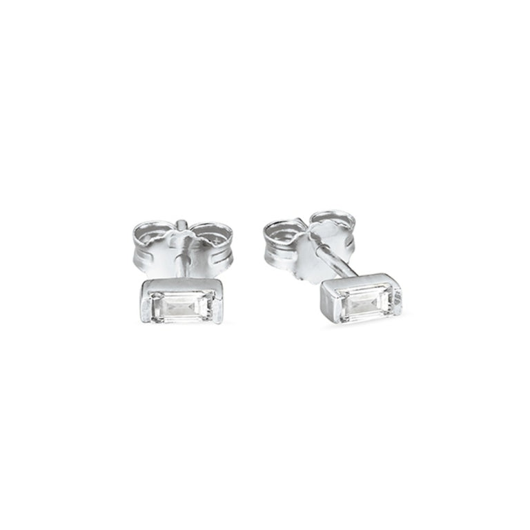 Sterling Silver Cz Baguette Studs