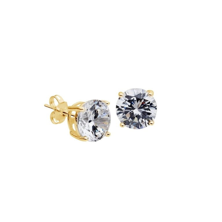 Sterling Silver Gold Plated ClawSet Round Studs 8 mm