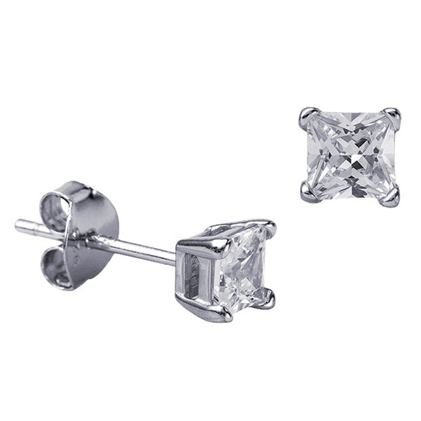 Sterling Silver 5Mm 4 Claw Square Cz Studs