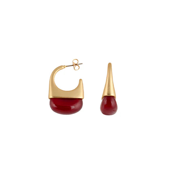 Zahar GOLD PLATED Poppy Earrings Red