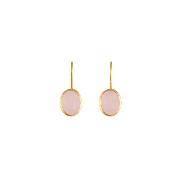 Bianc 18Ct Gold Plated Sterling Silver Glaze Rose Quarz Earrings