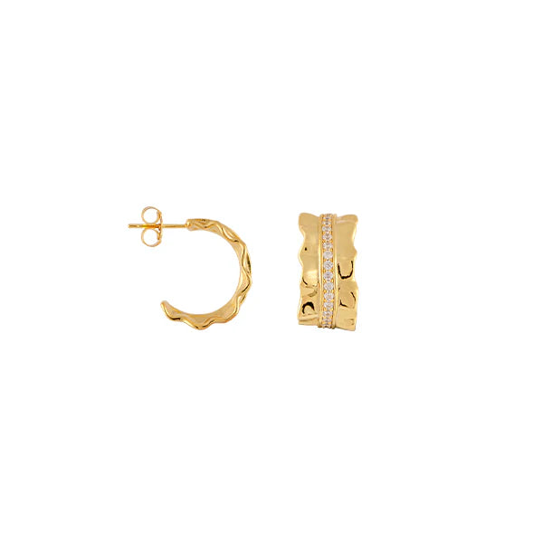 Bianc 18Ct Gold Plated Sterling Silver Astro Cubic Zirconia Earrings