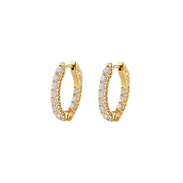 Bianc Gold Plated Sterling Silver Halo,Cubic Zirconia-Sml Earrings
