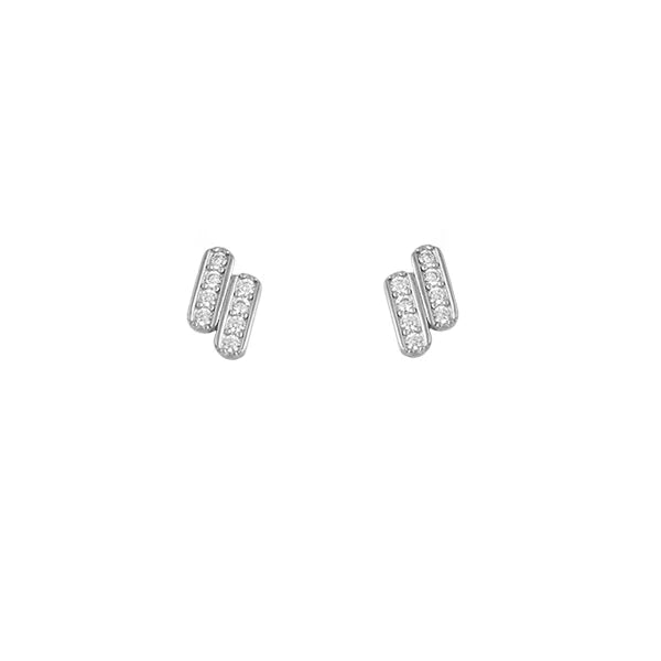 Bianc Rhodium Plated Sterling Silver Lumi Cubic Zirconia Studs