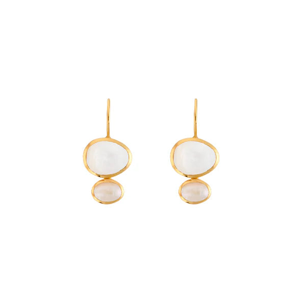 Bianc18K Gold Plated Sterling Silver Mother Of Pearl Freshwater Pearl Earrings