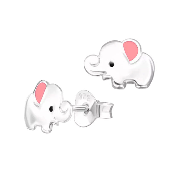 Sterling Silver Enamel Elephant Studs