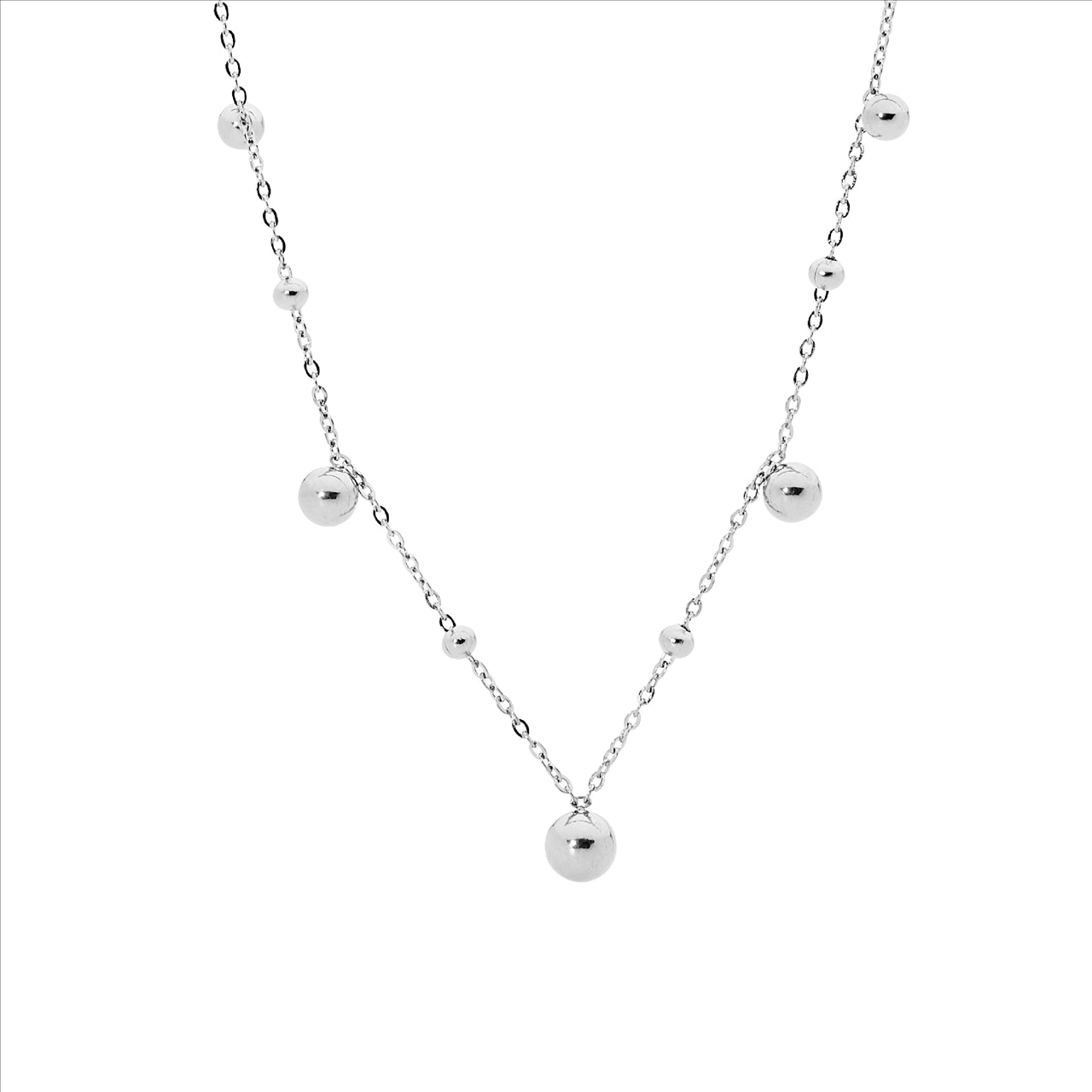 Stainless Steel Necklace 40+5Cm With Ball Feature
