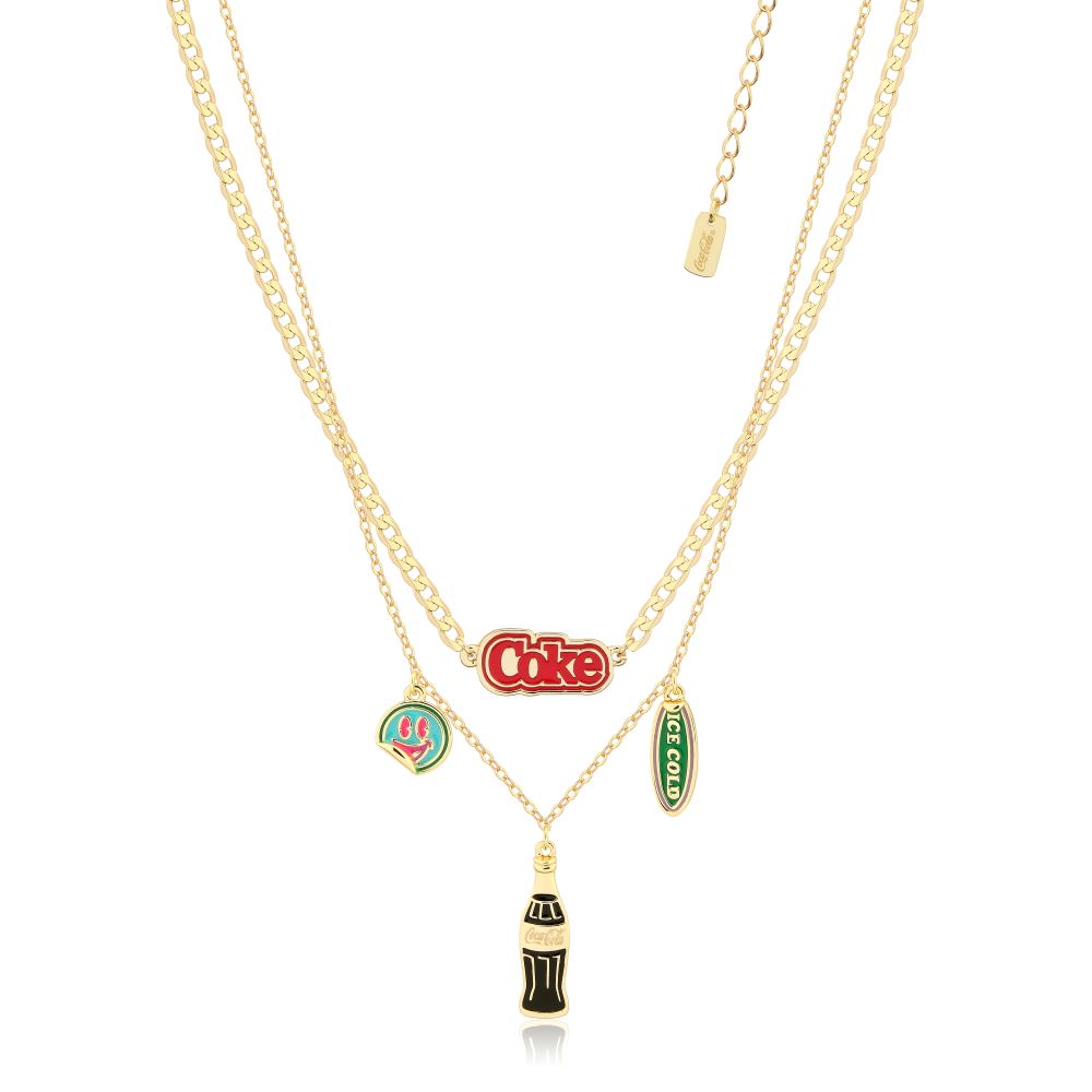Couture Kindom Yellow Gold Plated Coke Charm Double Necklace