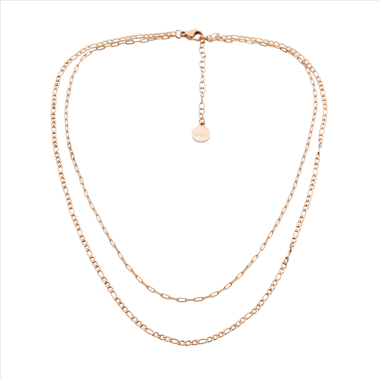 Rose Gold Plated Double Chain Necklace 40 And 45Cm With Extention