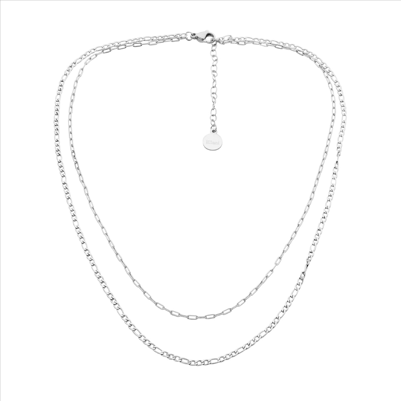 Stainless Steel Double Chain Necklace 40 And 45Cm With Extention