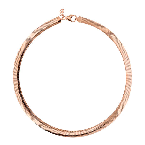 Bronzalure 18Ct Rose Gold Plated Purezza Flat Snake Chain N/L 41Cm