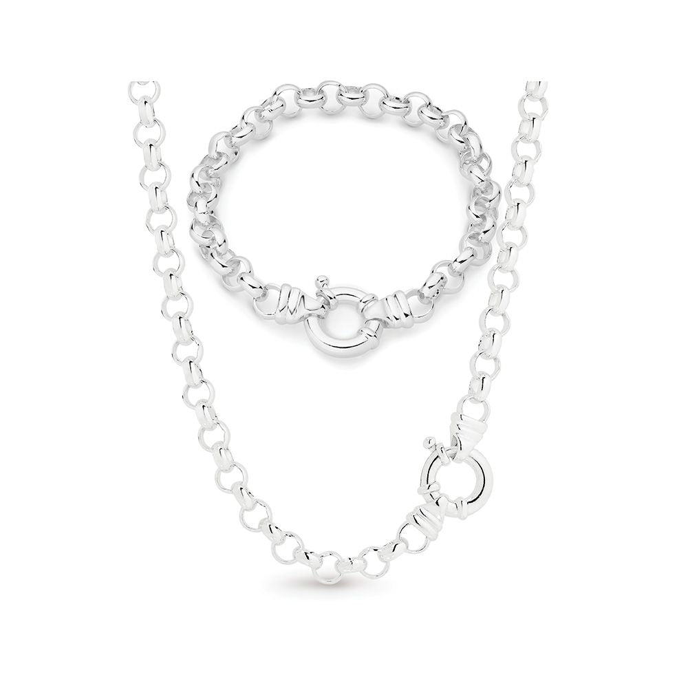 Ss 45Cm Belcher Chain And 19Cm Bracelet Set Xmas23 1301