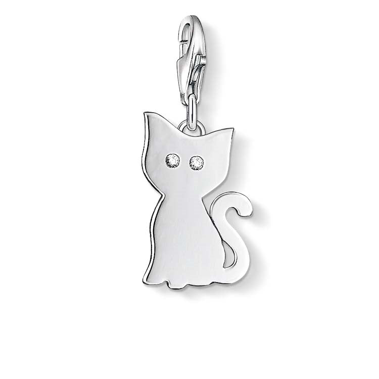 C/Club Silver Cz Kitty Charm