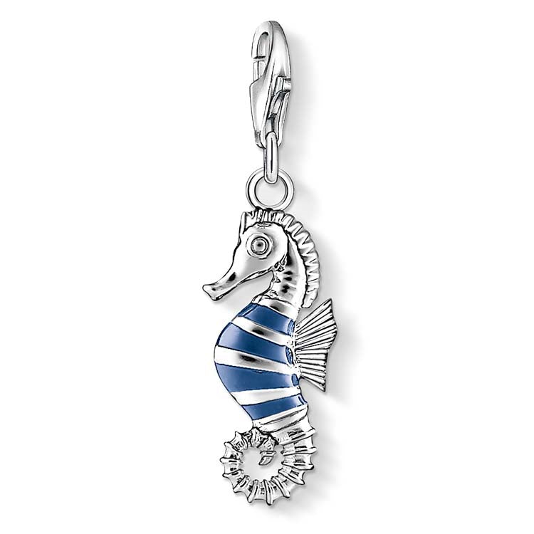 C/Club Blue Enamel Stripe Seahorse Charm