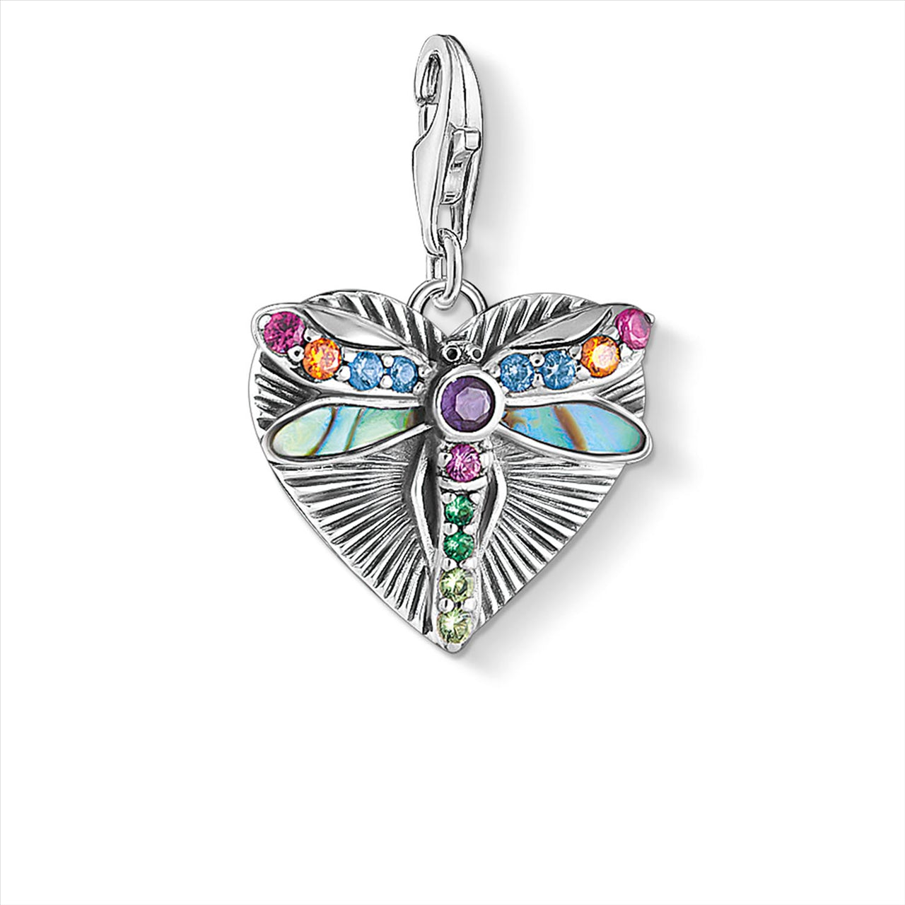 Thomas Sabo Cubic Zirconia Dragonfly Silver Heart Charm