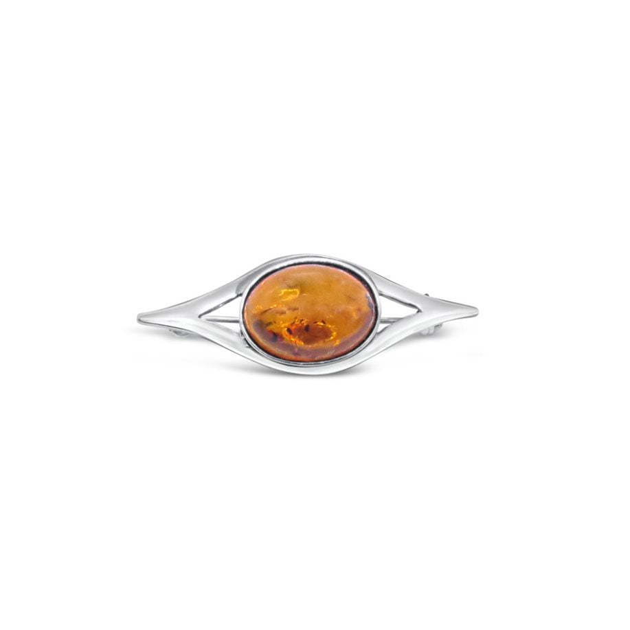Sterling Silver Amber Brooch