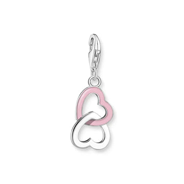 Thomas Sabo Charm Club Charmista Pink Locked Hearts Sterling Silver & Enamel Charm