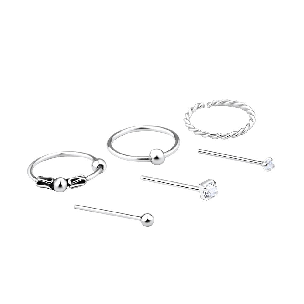 Sterling Silver Mixed Nose Jewellery Set