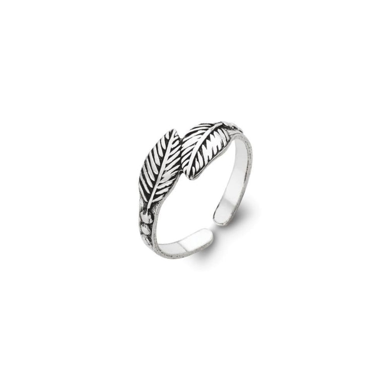 Sterling Silver Two Leaf Toe Ring