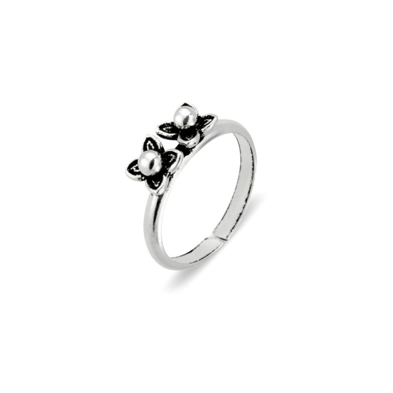 Sterling Silver Double Flower Toe Ring