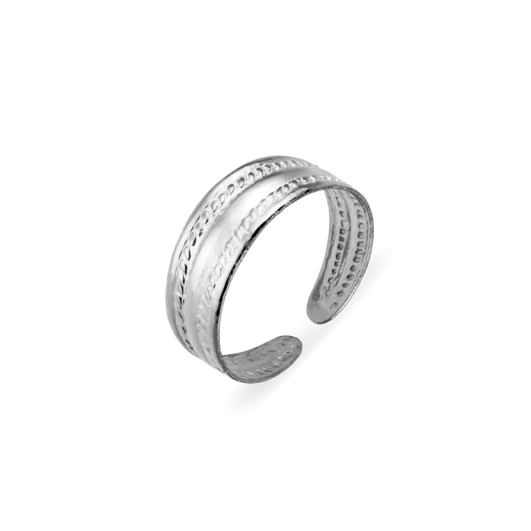 Sterling Silver Patterned Edge Toe Ring