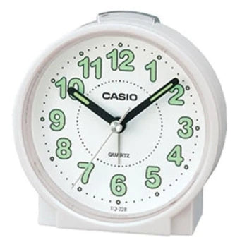 Casio Analog Clock Round Beeper Sound Alarm Wht Face Wht Body