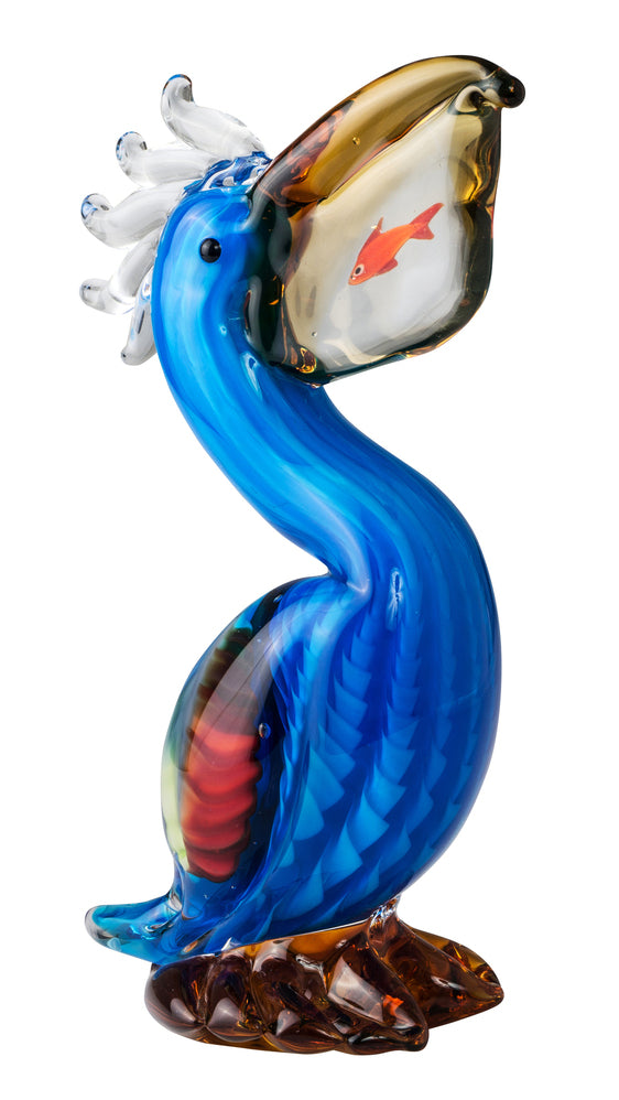 Glass Ornament - Pelican with Fish