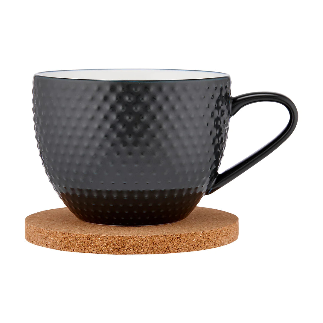 Ladelle Abode Textured Charcoal Mug And Coaster Set