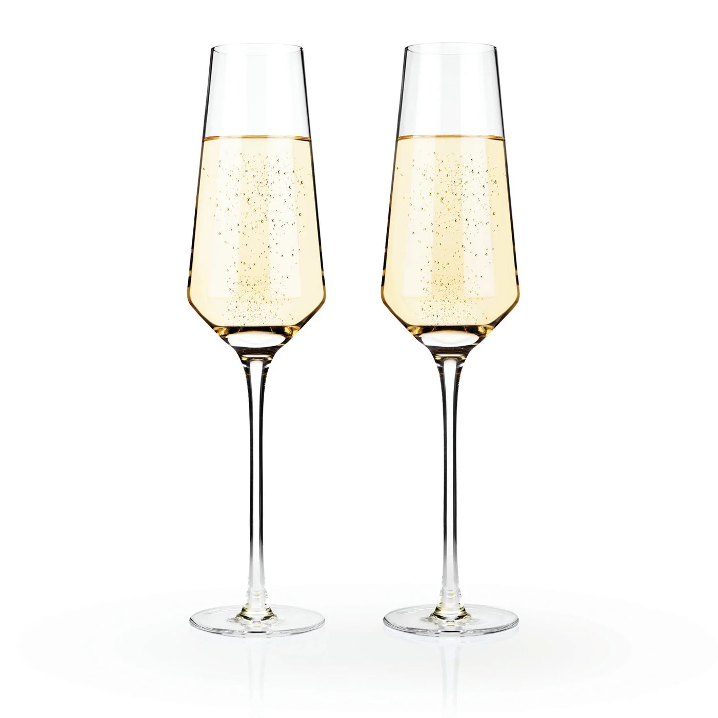 Viski Faceted Crystal Champagne Set Of 2 Flute Glasses