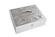 White With Silver Plate Babys Keepsake Box
