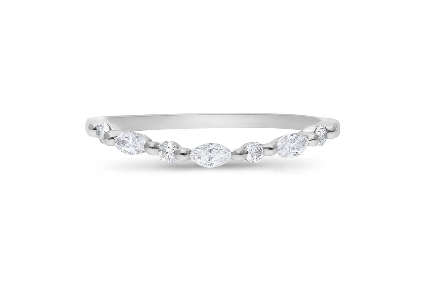 The Greta - Marquis & Round Briiliant Cut Diamond Curved Band Ring