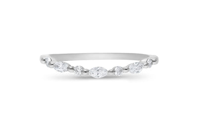 The Greta - Marquis & Round Briiliant Cut Diamond Curved Band Ring