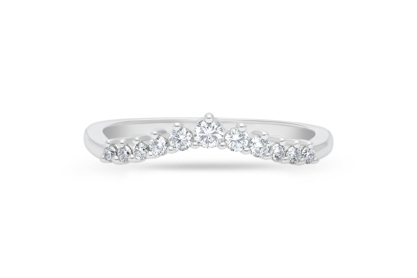 The Flora - Round Brilliant Cut Diamond Curved Band Ring