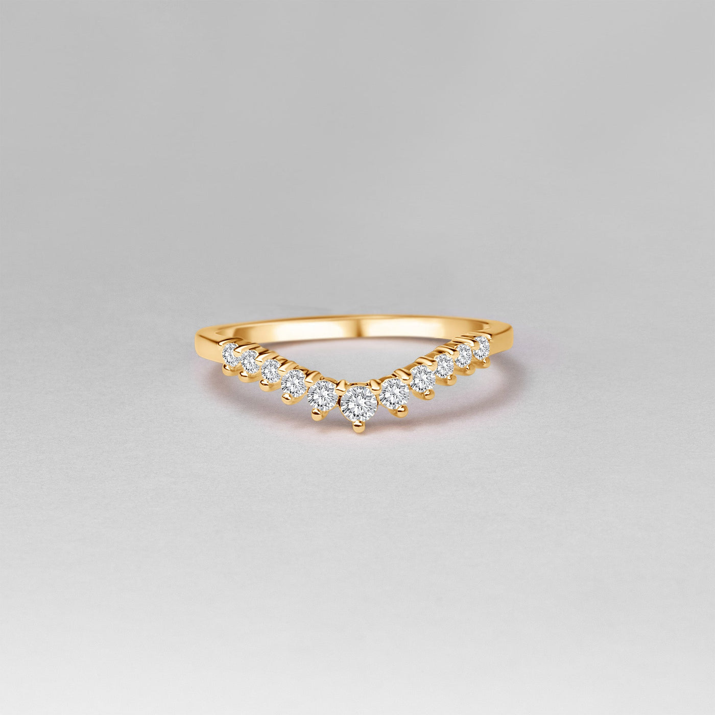 The Flora - Round Brilliant Cut Diamond Curved Band Ring