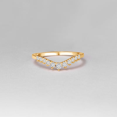 The Flora - Round Brilliant Cut Diamond Curved Band Ring