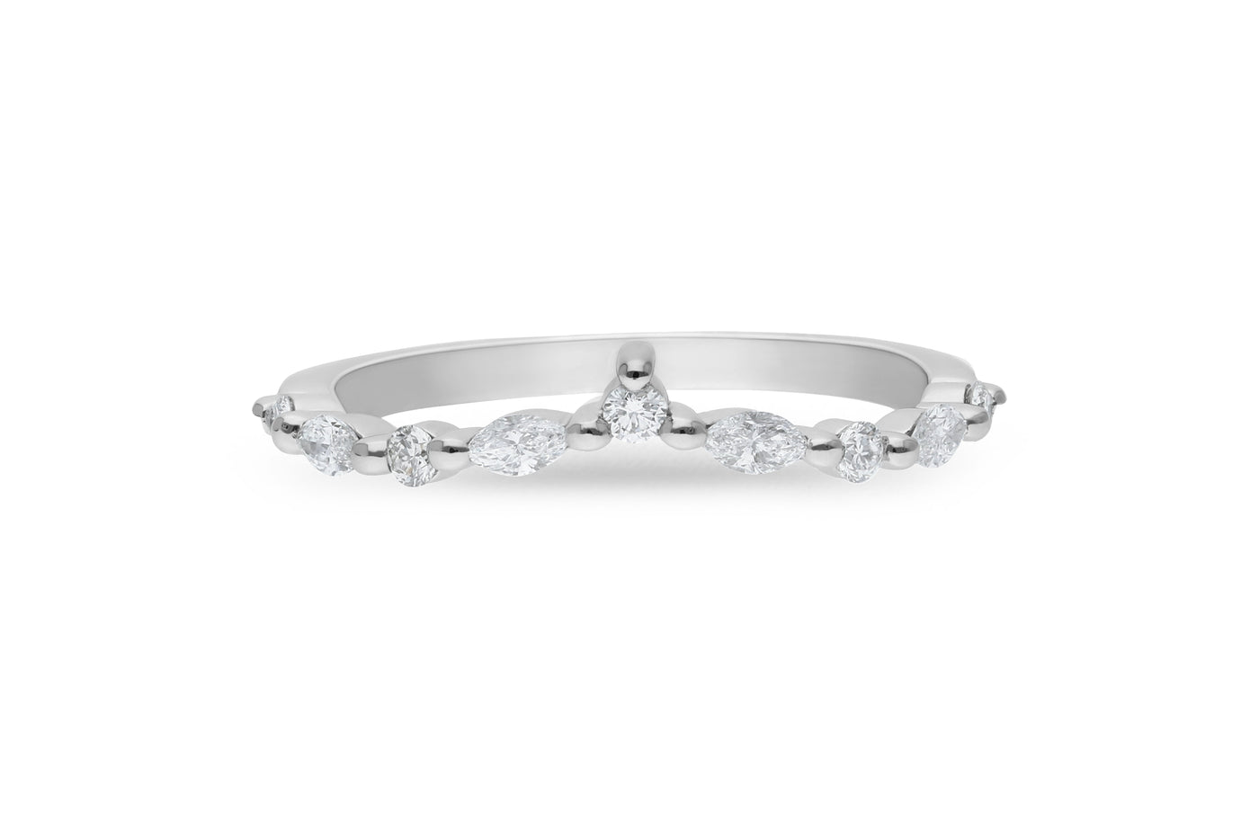 The Eira - Round Briiliant & Marquis Cut Diamond Curved Band Ring