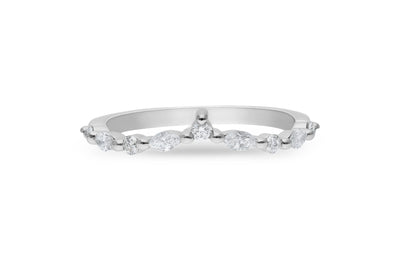 The Eira - Round Briiliant & Marquis Cut Diamond Curved Band Ring