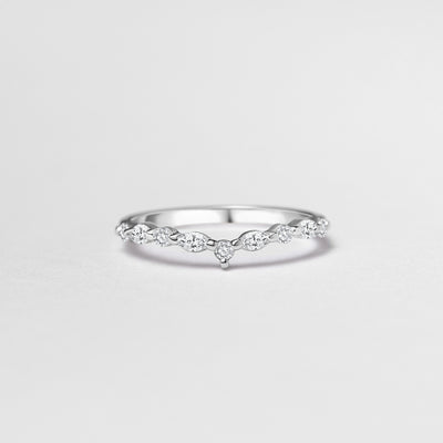 The Eira - Round Briiliant & Marquis Cut Diamond Curved Band Ring