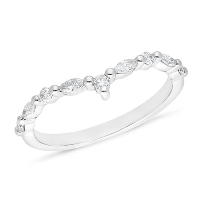 The Eira - Round Briiliant & Marquis Cut Diamond Curved Band Ring