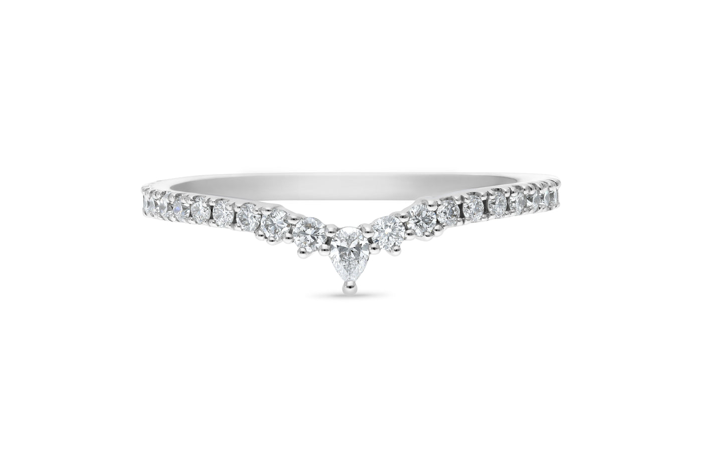 The Demi - Pear & Round Briiliant Cut Diamond Curved Band Ring