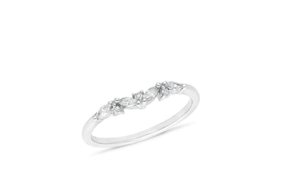 The Coralie - Round Briiliant & Marquis Cut Diamond Curved Band Ring