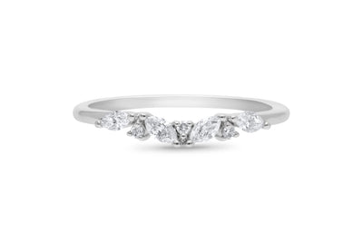 The Coralie - Round Briiliant & Marquis Cut Diamond Curved Band Ring