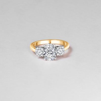 The Vivienne - Oval & Round Brilliant Cut Diamond Three Stone Ring