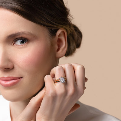 The Flora - Round Brilliant Cut Diamond Curved Band Ring