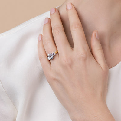 The Vivienne - Oval & Round Brilliant Cut Diamond Three Stone Ring