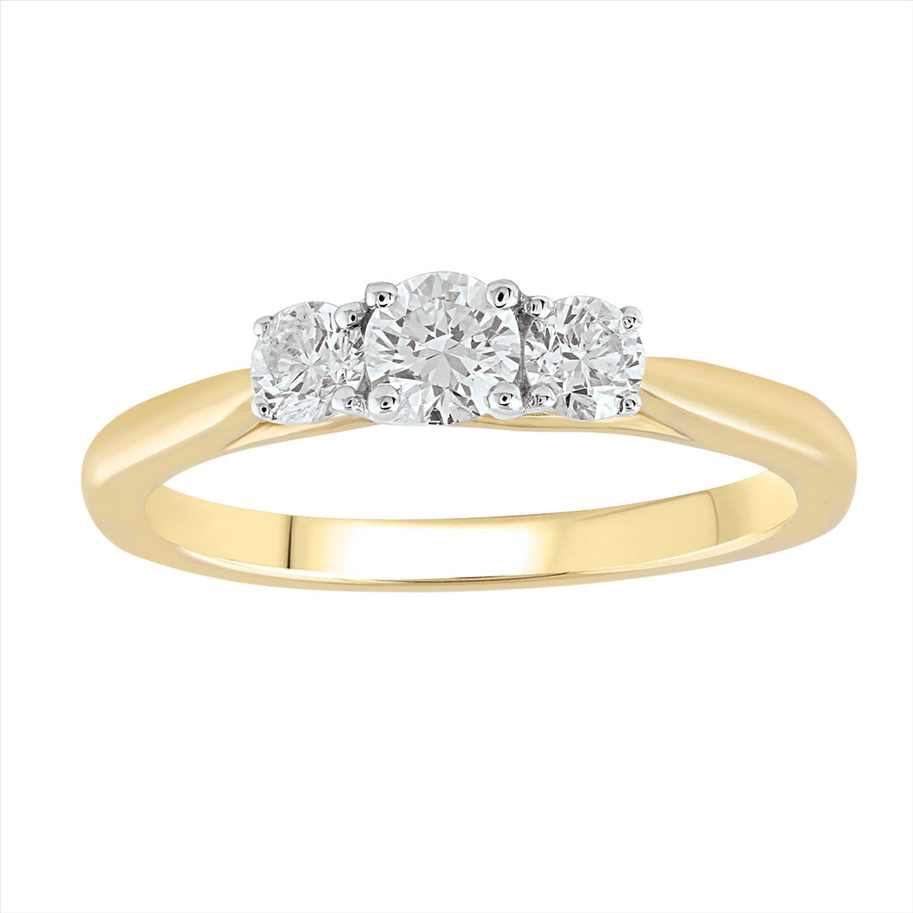 9Ct Yellow Gold Trilogy Diamond Ring