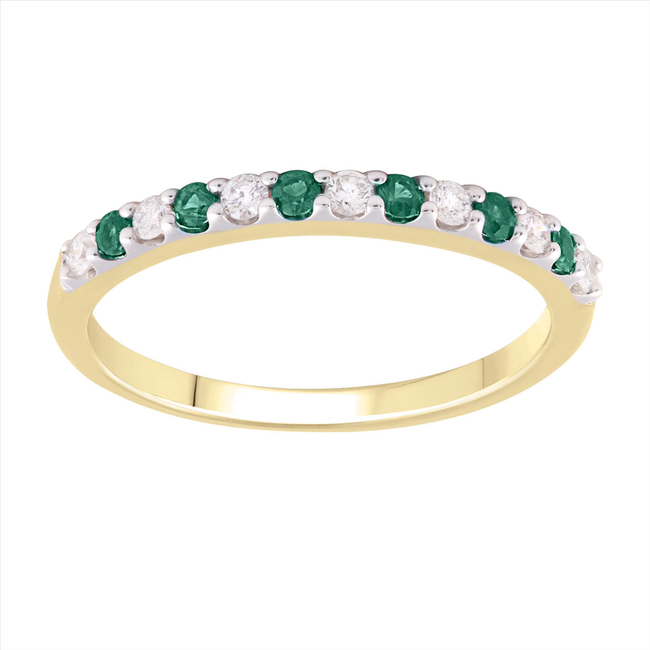 9Ct Yellow Gold Nature Emeralds & Diamonds Ring