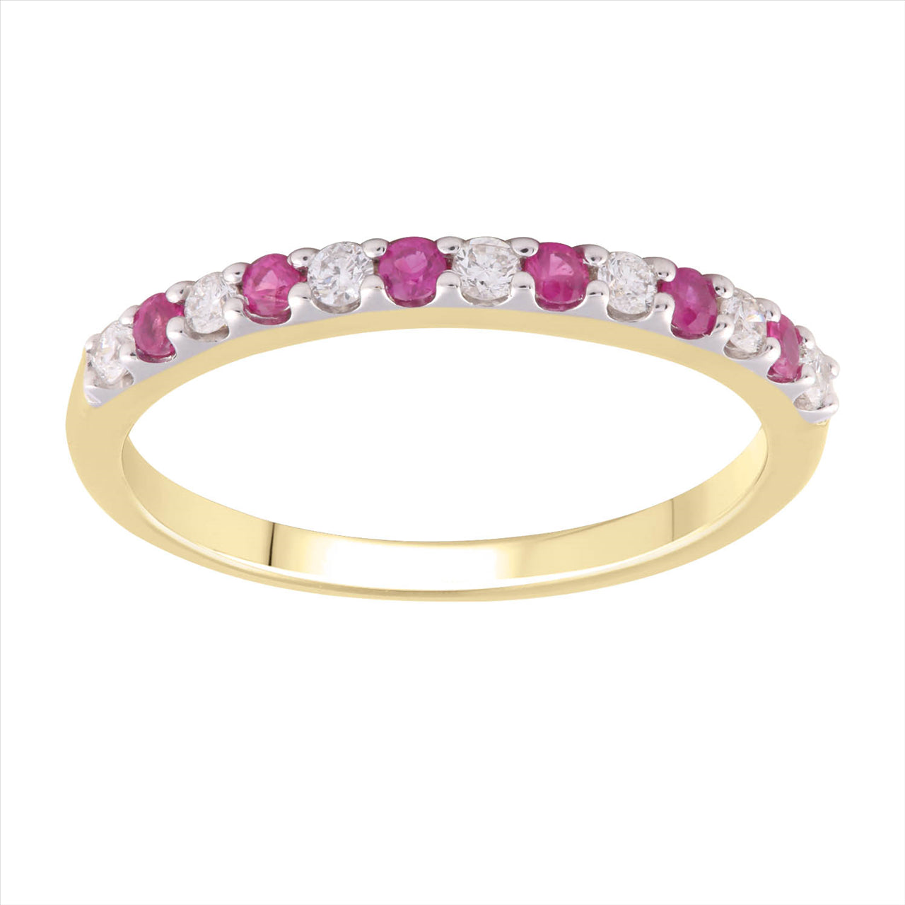 9Ct Yellow Gold Ring With Rubies&Diamonds