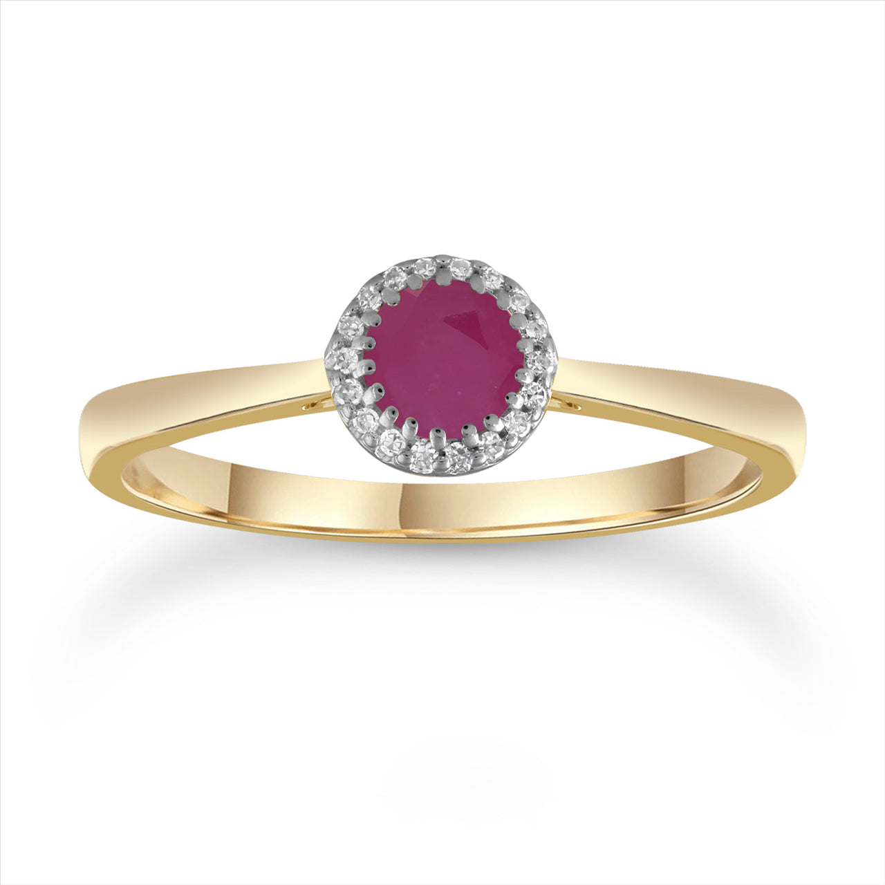 9Ct Yellow Gold Ruby Ring With Diamonds